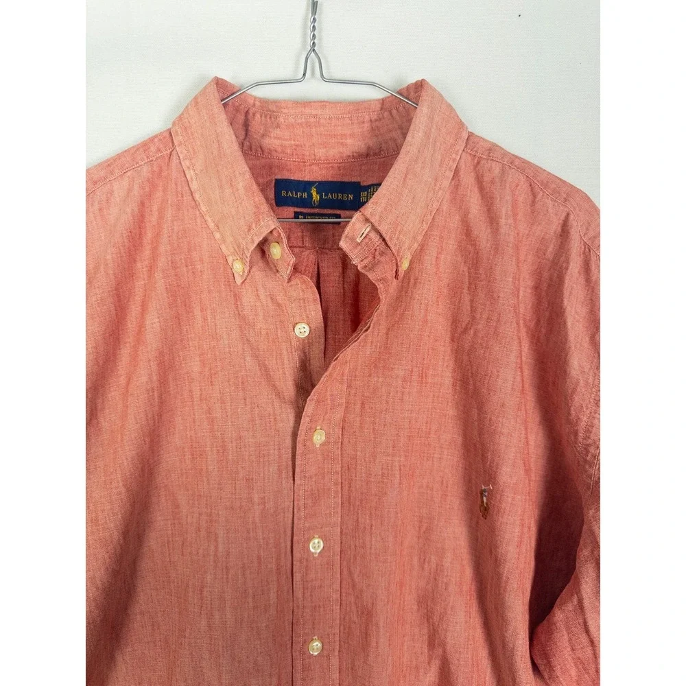 Polo Ralph Lauren RL Untucked Coral Button Down Shirt‎ Long Sleeve NWT Mens 1XB